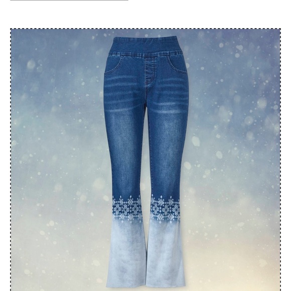 NWOT The Pyramid Collection SZ 2 pull on laser faded denim pants/waist 28”-34” - Picture 7 of 7